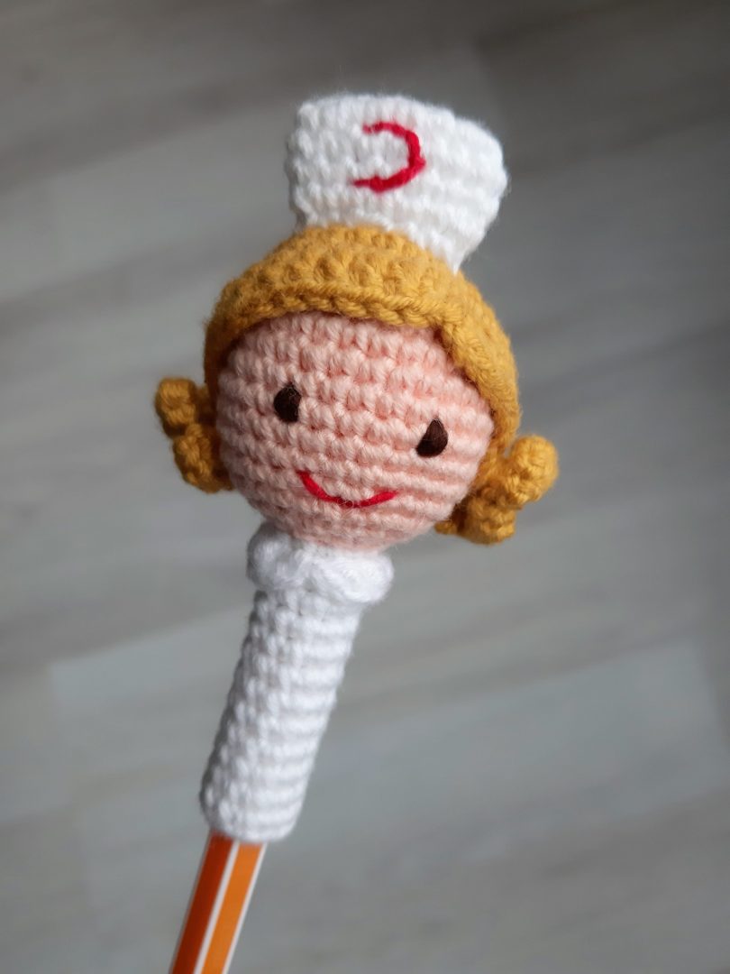 Adorable Nurse Pencil Topper: Free Crochet Pattern