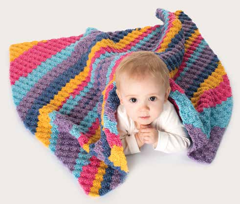 Crochet a Rainbow with the Bernat Diagonal Stripes Baby Blanket