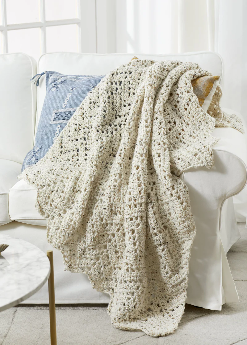 Cozy Eyelet Chevron Blanket