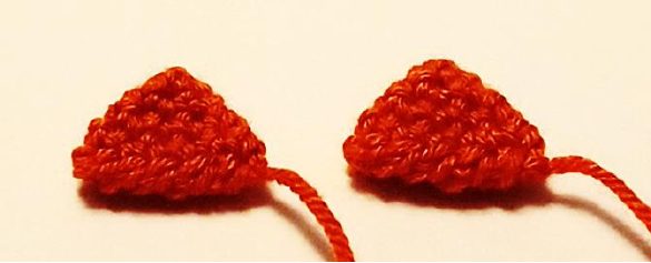 Close-up of a crocheted cat ear