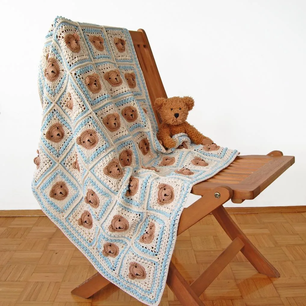 Vintage Teddy Bear Blanket Crochet Pattern