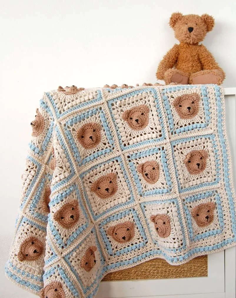 Vintage Teddy Bear Blanket Crochet Pattern
