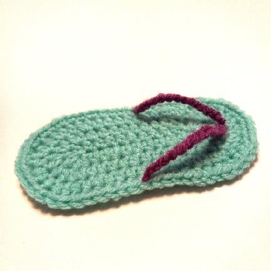 The flip flop sole after completing round 3, showing a larger oval.
