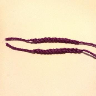 A simple crochet chain that will be used as the flip flop strap.
