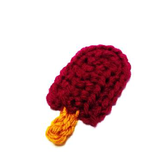 Crochet stick with a long yarn tail left for assembly