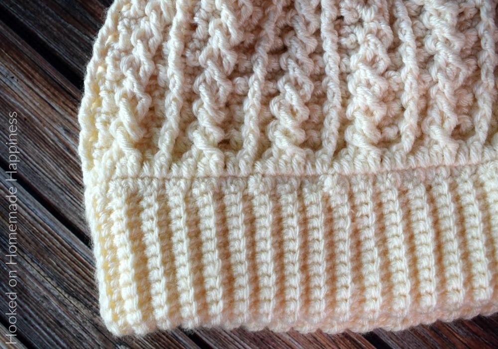 Free Double Brim Cable Crochet Beanie Pattern