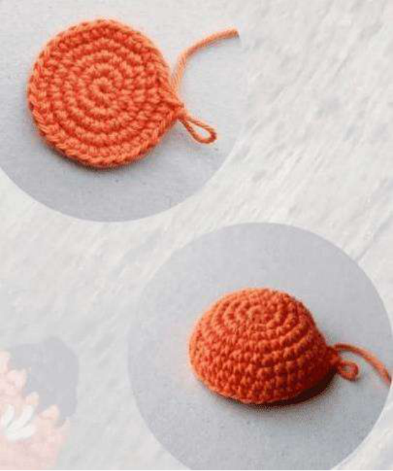Crochet Fox Head in Progress - Orange Yarn