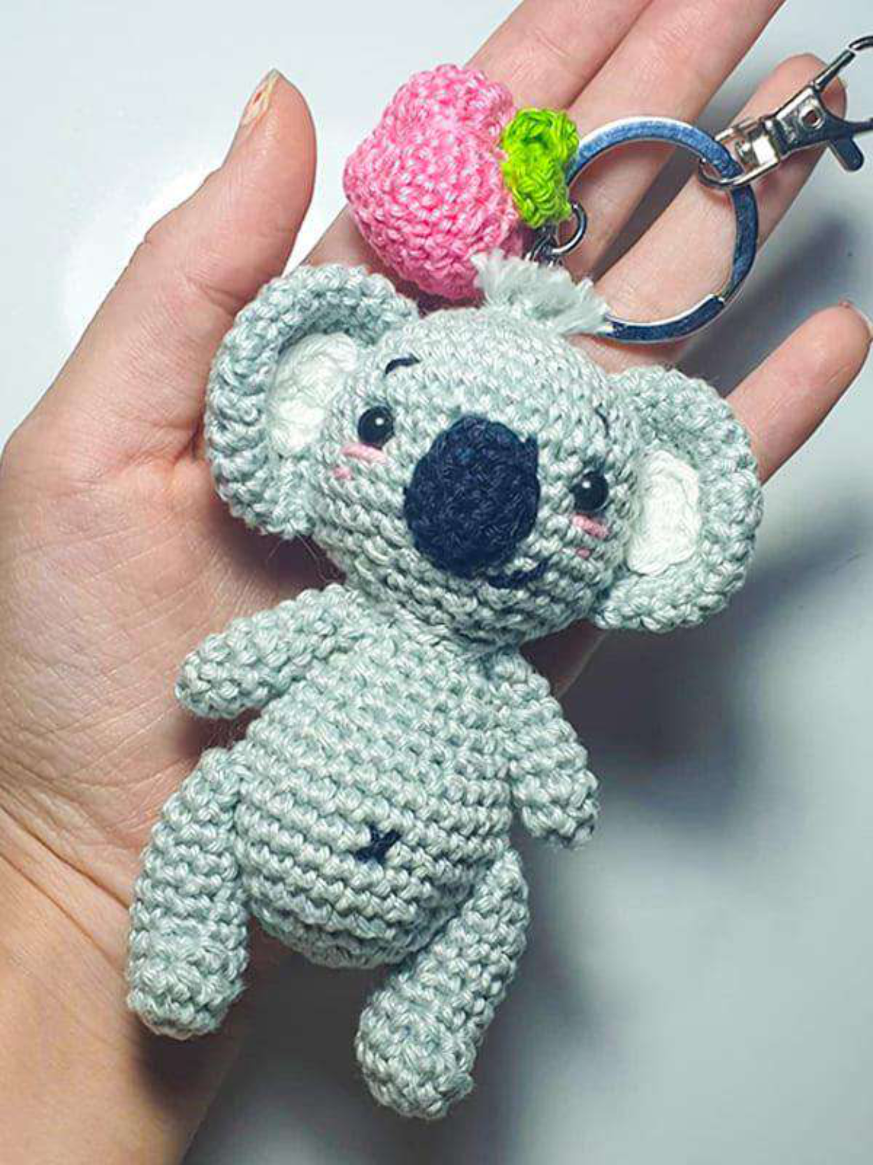 Finished Crochet Koala Keychain Amigurumi
