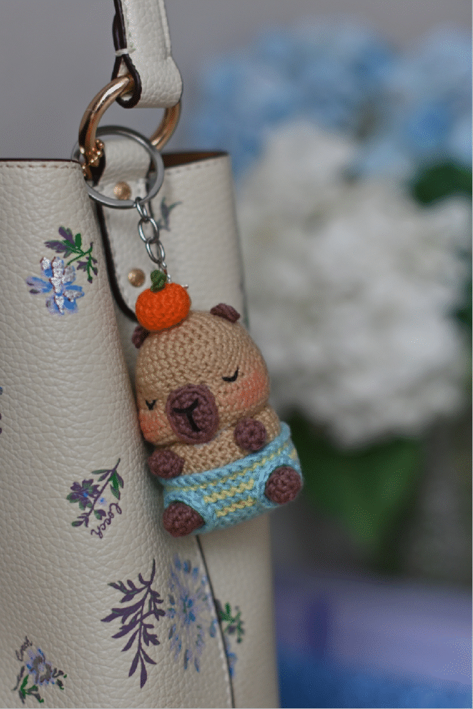 Capybara Keychain showing body and head assembled