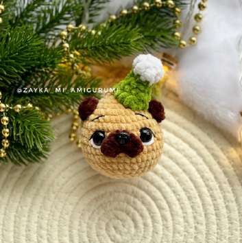 Pug Ornaments: Free Crochet Pattern for Christmas Pug Baubles