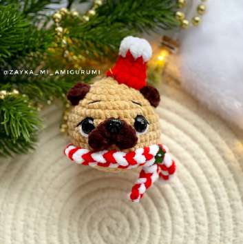Pug Ornaments: Free Crochet Pattern for Christmas Pug Baubles