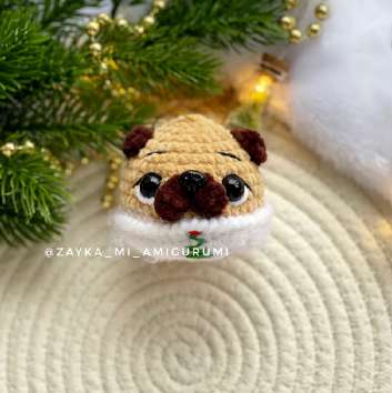 Pug Ornaments: Free Crochet Pattern for Christmas Pug Baubles