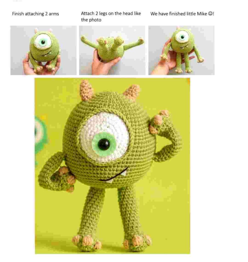 Mike Wazowski Amigurumi: Free Crochet Pattern for Your Favorite Little Monster