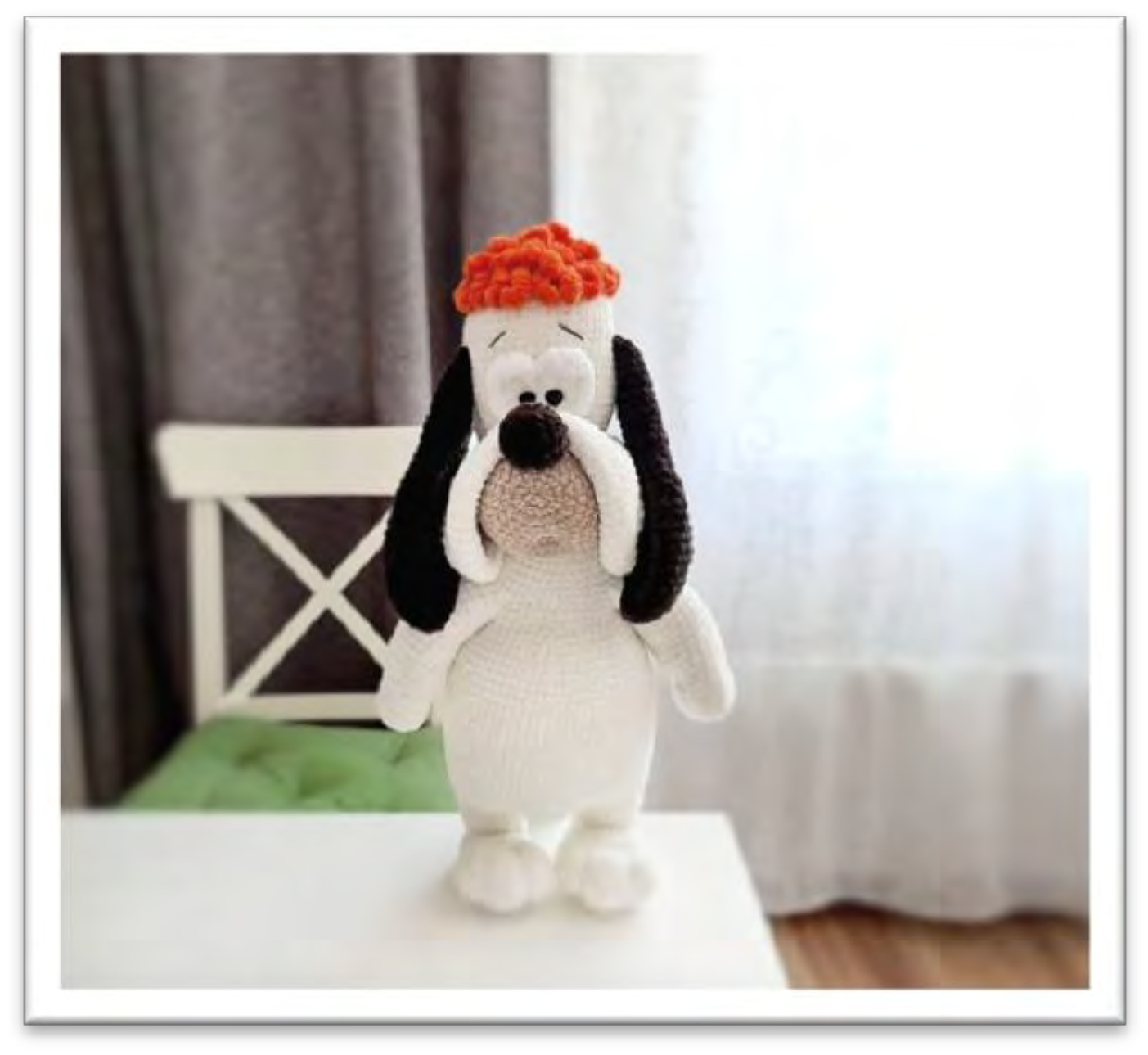 Finished crocheted cheek ready for assembly