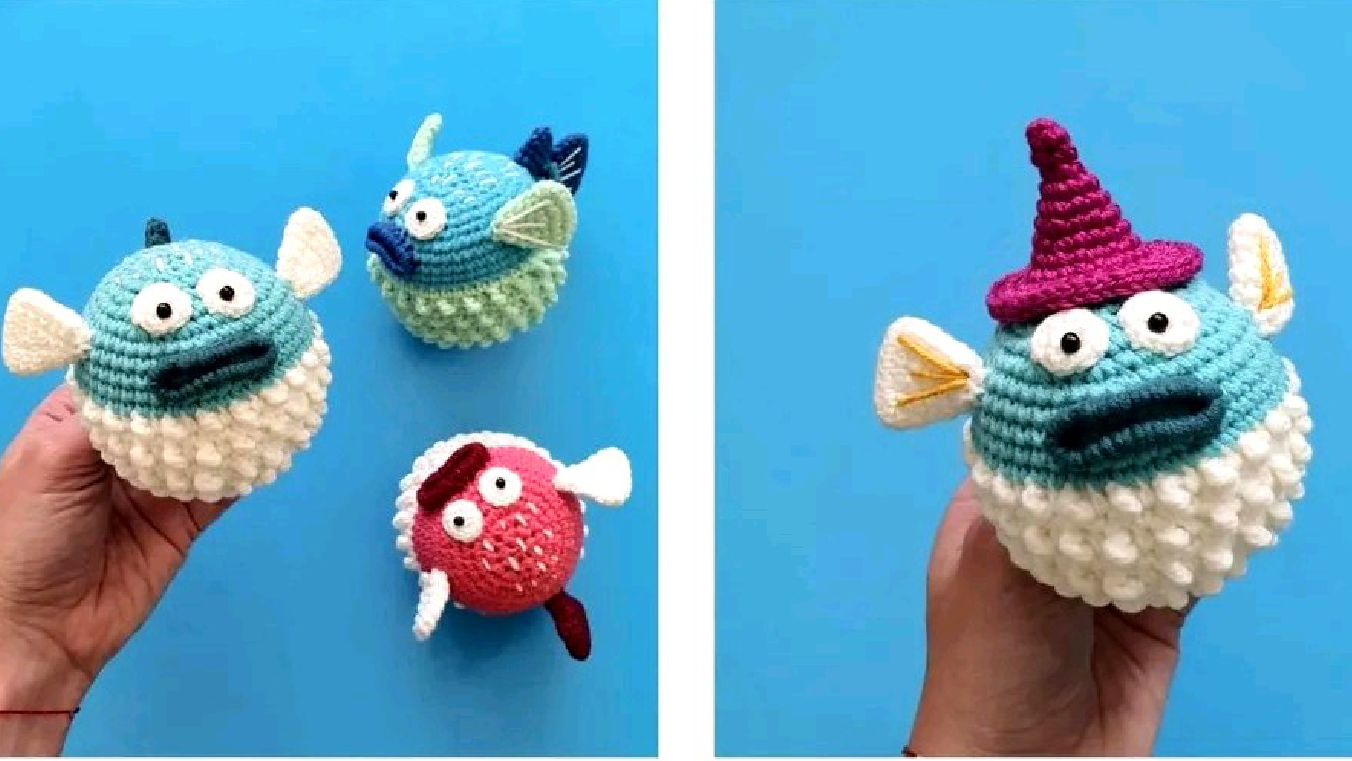Crochet Puffer Fish with Hat