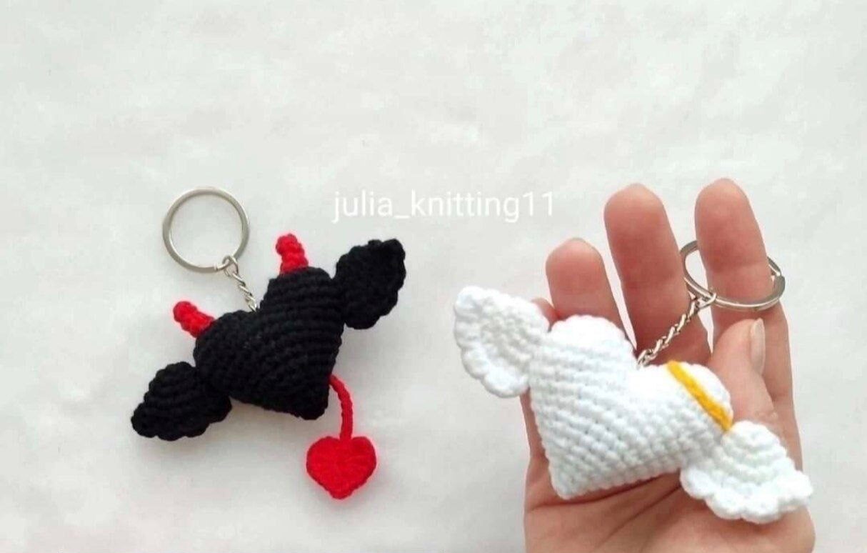 Heart with Wings Keychain Crochet Pattern