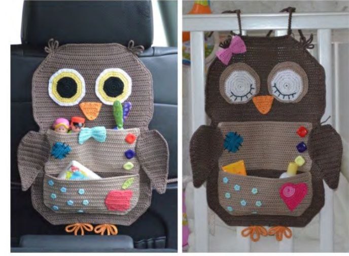 Crochet Owl Organizer Pattern: Hanging Pocket Tutorial